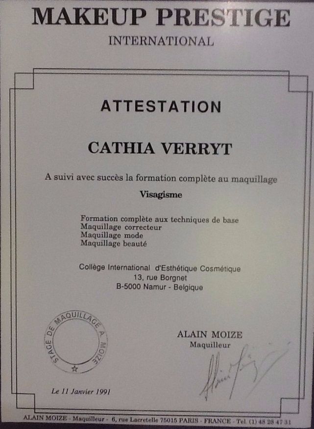 Certificat Make-up Prestige International de Alain Moize - Paris, France